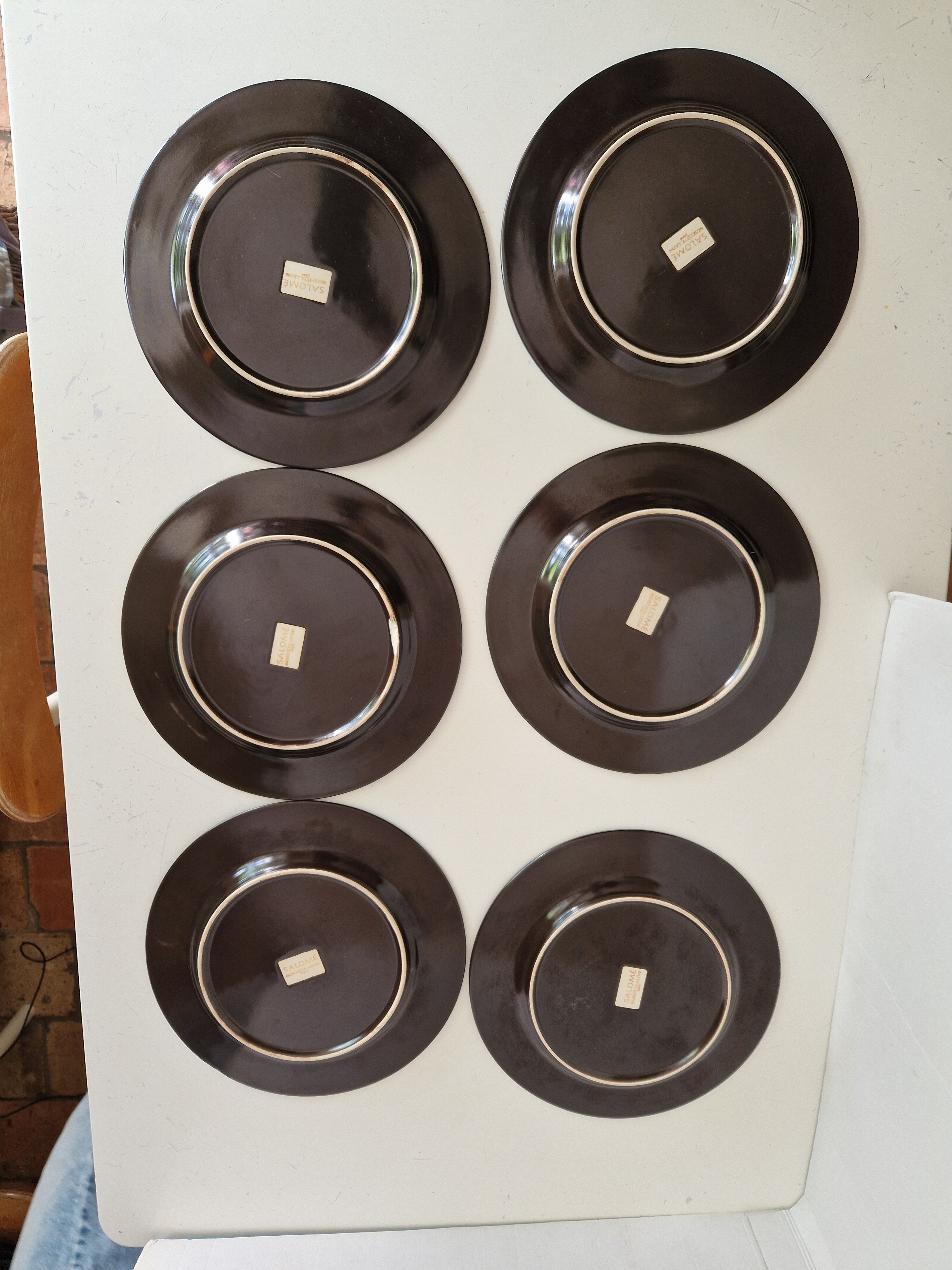Set of 6 Flat Plates Geneviève Lethu Model Salomé