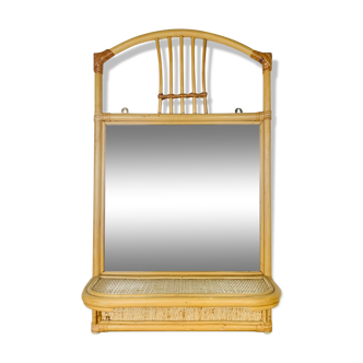Rattan mirror with vintage tablet 60s