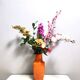 Orange Encased Hand-Blown Glass Flower Vase, Empoli, Italy