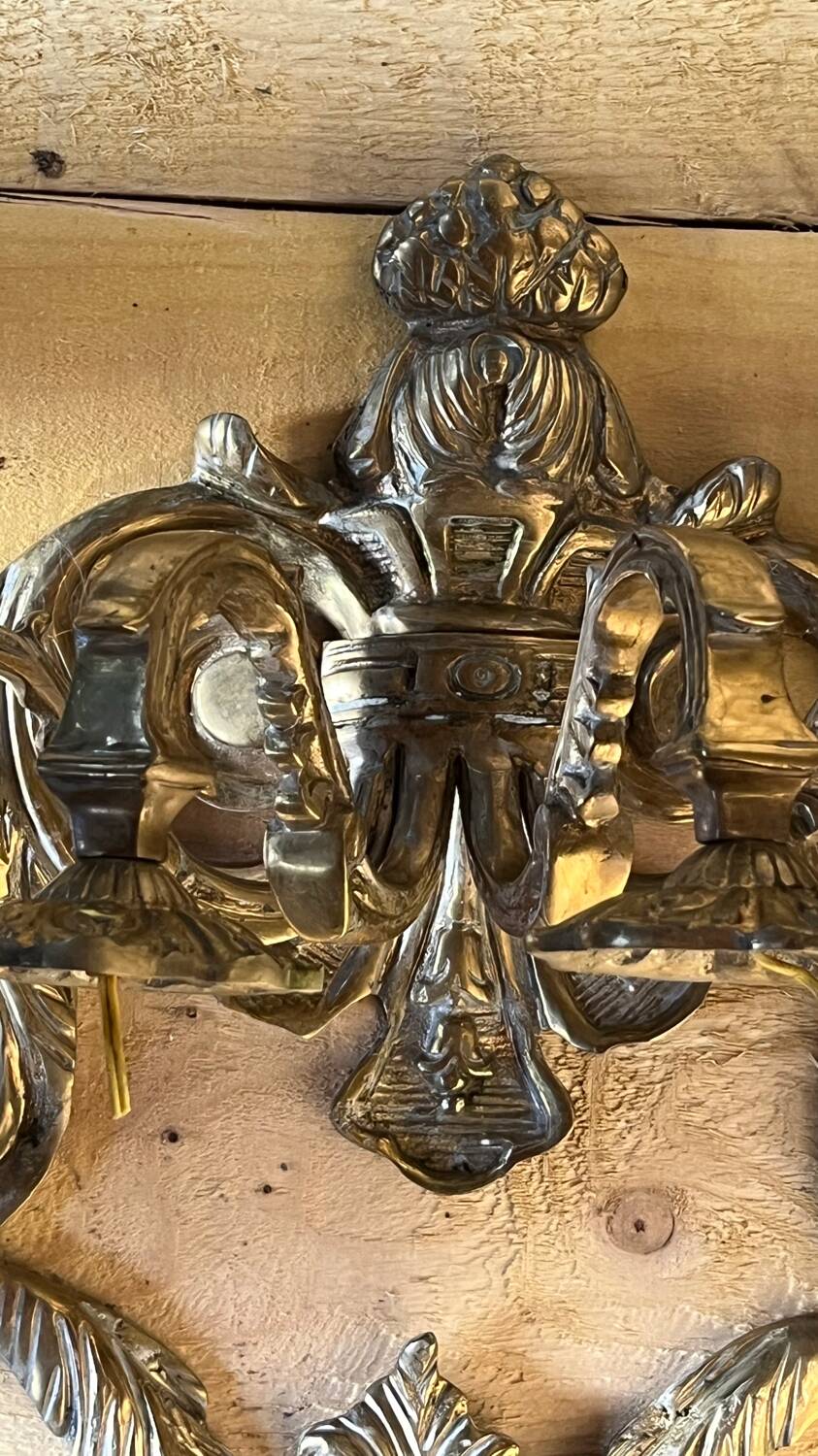 Pair of LXV style gilt bronze wall lights