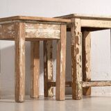 Paire de tables de chevet basses blanches anciennes (c.1920)