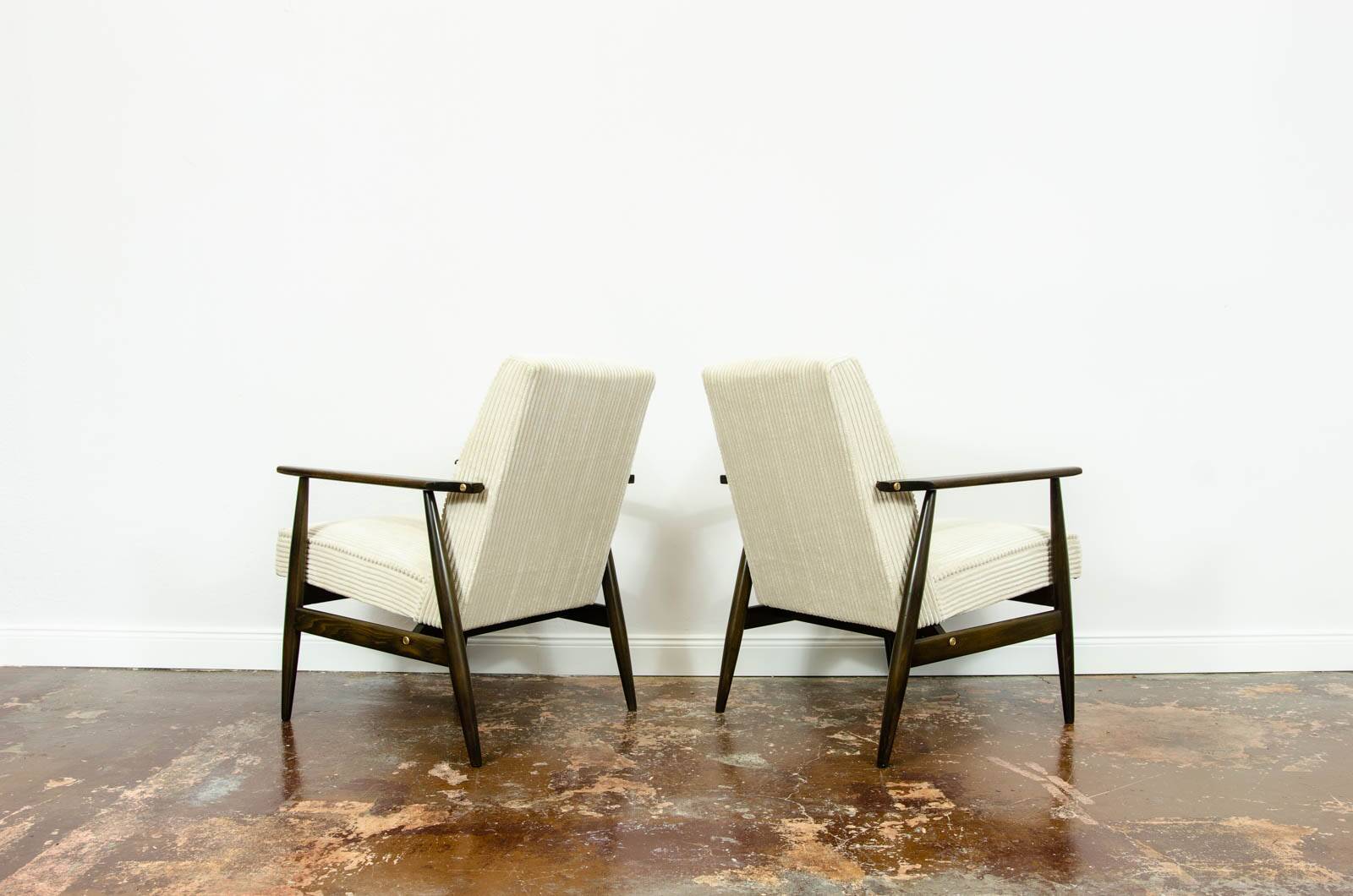 Type 300 190 Armchairs in Corduroy by H. Lis, 1960s, Set of 2