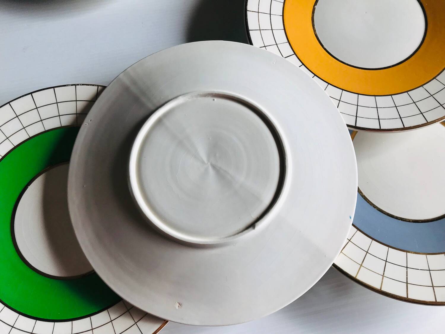 Set of 6 colorful dessert plates 1950s