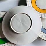 Set of 6 colorful dessert plates 1950s