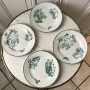set of 4 flat plates Terre de Fer Saint-Amand model "Cartels" XIXth