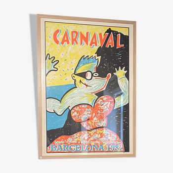 Affiche ancienne lithographie Javier Mariscal Carnaval