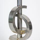 Sculptural lamp in chromed metal, 1970s
