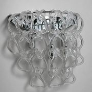 Pair of Art Deco Half-Moon Wall Lights/Hot Water Bottles in Glass & Metal Links