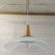 Scandinavian style pendant light in glass and wood - late 20th century