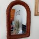 Vintage braided wicker mirror 72x47cm