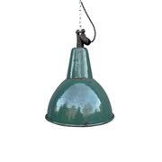 Industrial Green enamel Factory Pendant Lamp OBg-3,  1960s