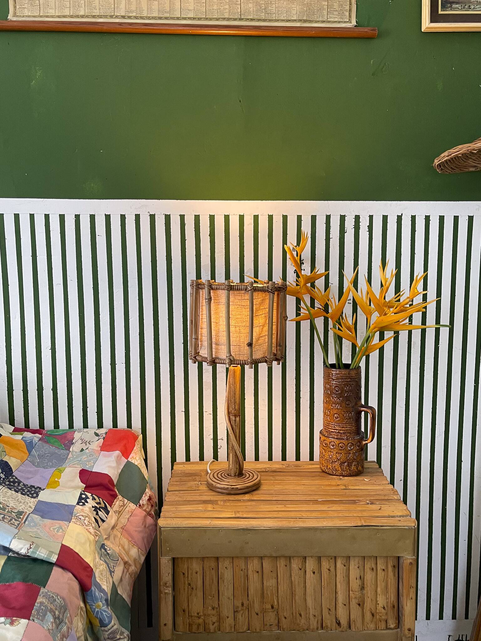 Vintage Bamboo Table Lamp, Organic Bamboo Lamp