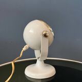 Mid-century small white space age eyeball table lamp