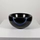 Vase en marbre noir belge avec incrustation de pierre turquoise