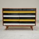 U453 yellow 8-drawer wooden sideboard by Jiri Jiroutek for Interier Praha 1960