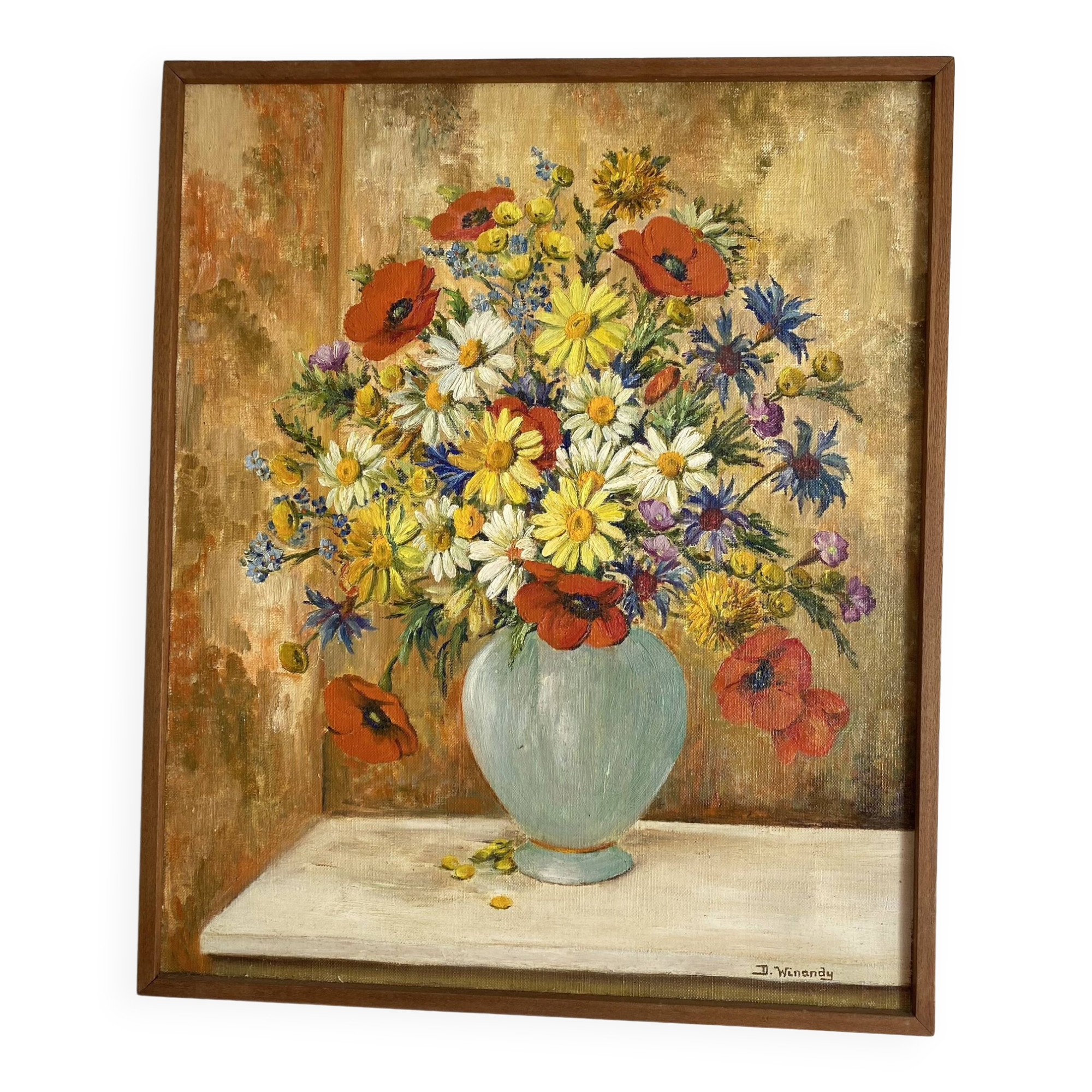 Bouquet painting, signed, 38.5x47 cm
