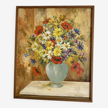 Bouquet painting, signed, 38.5x47 cm