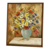 Bouquet painting, signed, 38.5x47 cm