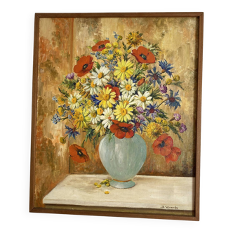 Bouquet painting, signed, 38.5x47 cm