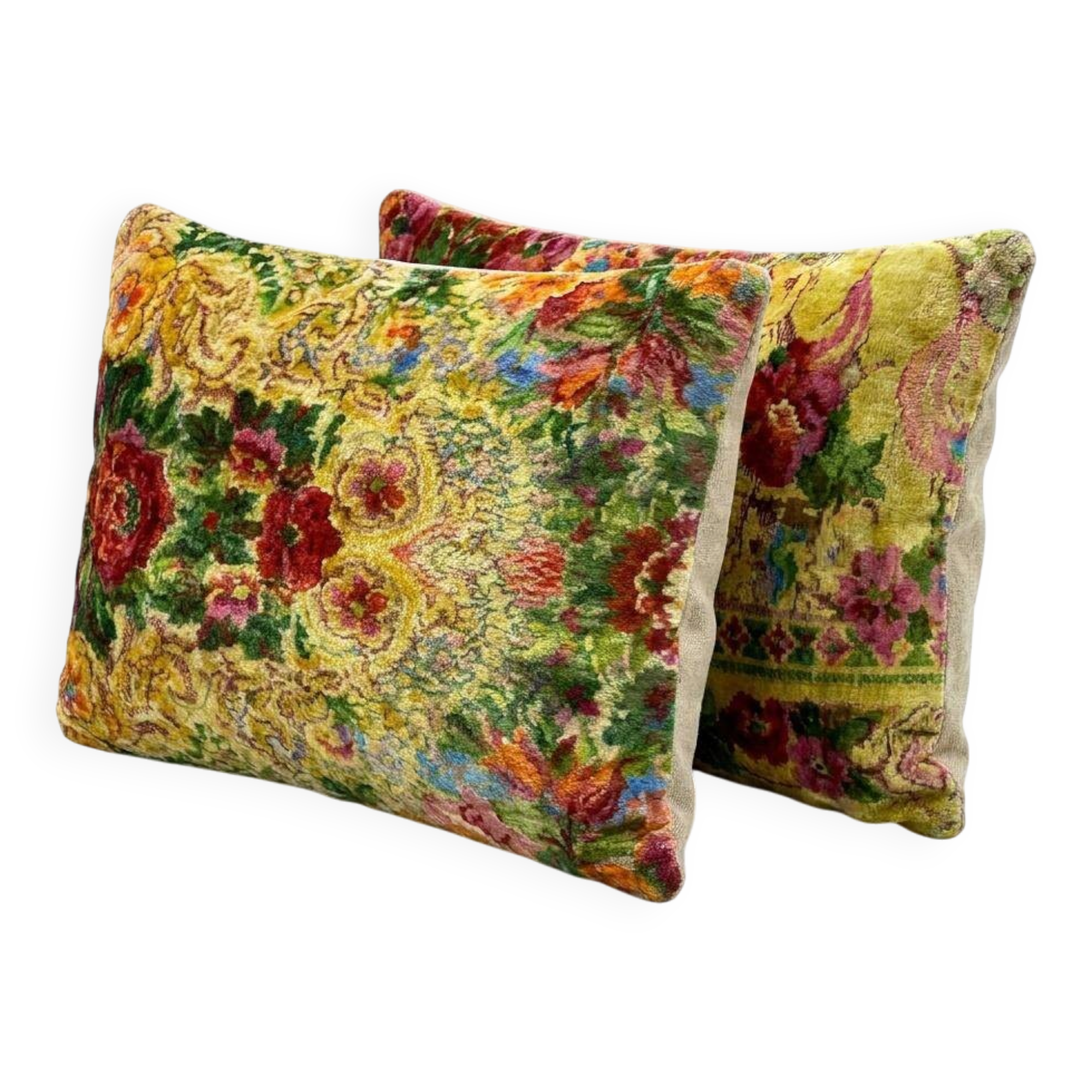 Set of 2 vintage velvet cushion covers 43x61 cm