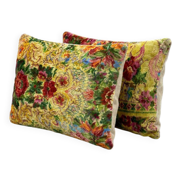 Set of 2 vintage velvet cushion covers 43x61 cm
