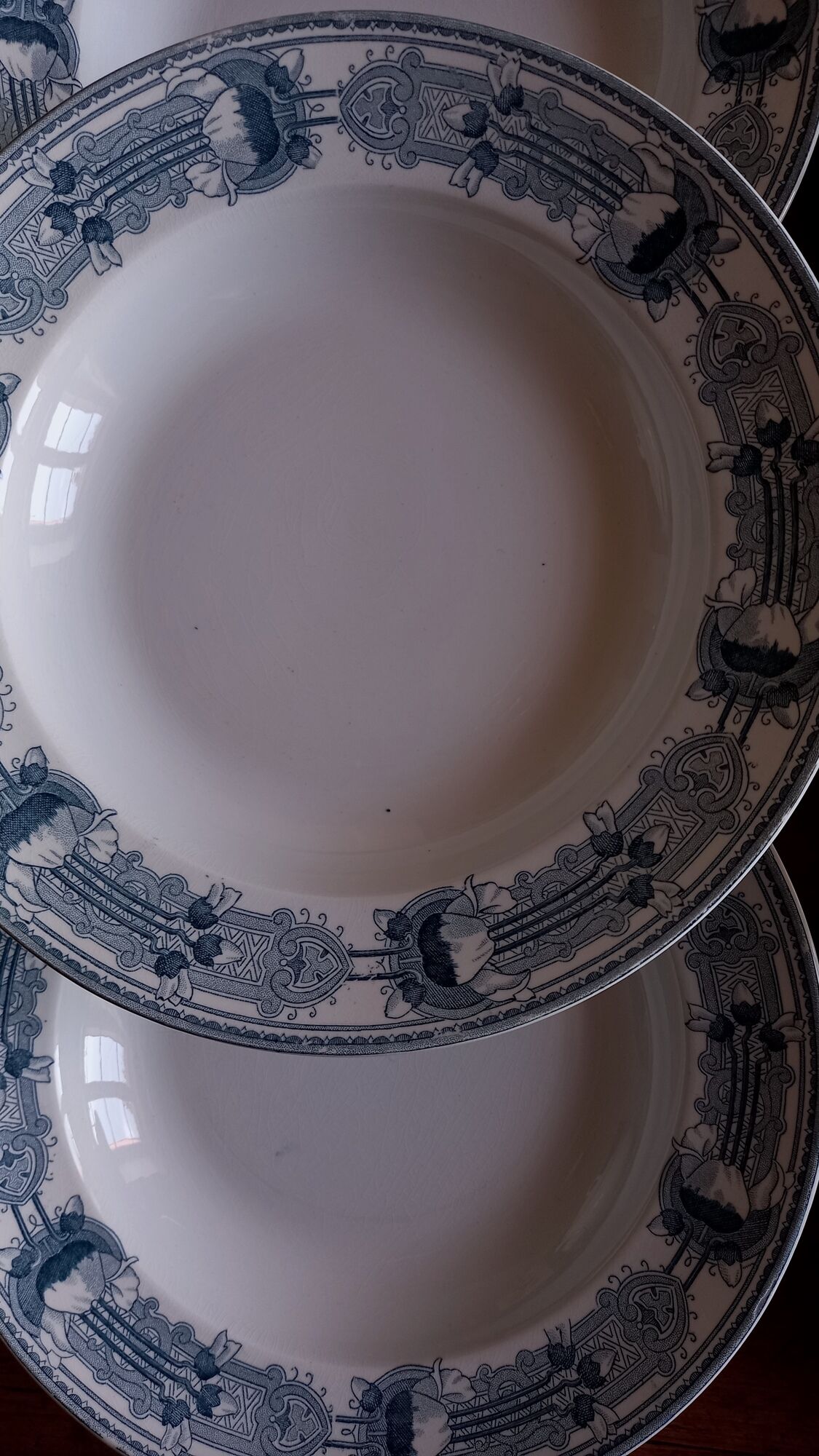 6 old hollow earthenware plates Terre de Fer Massena Creil Montereau (ø 25 cm)