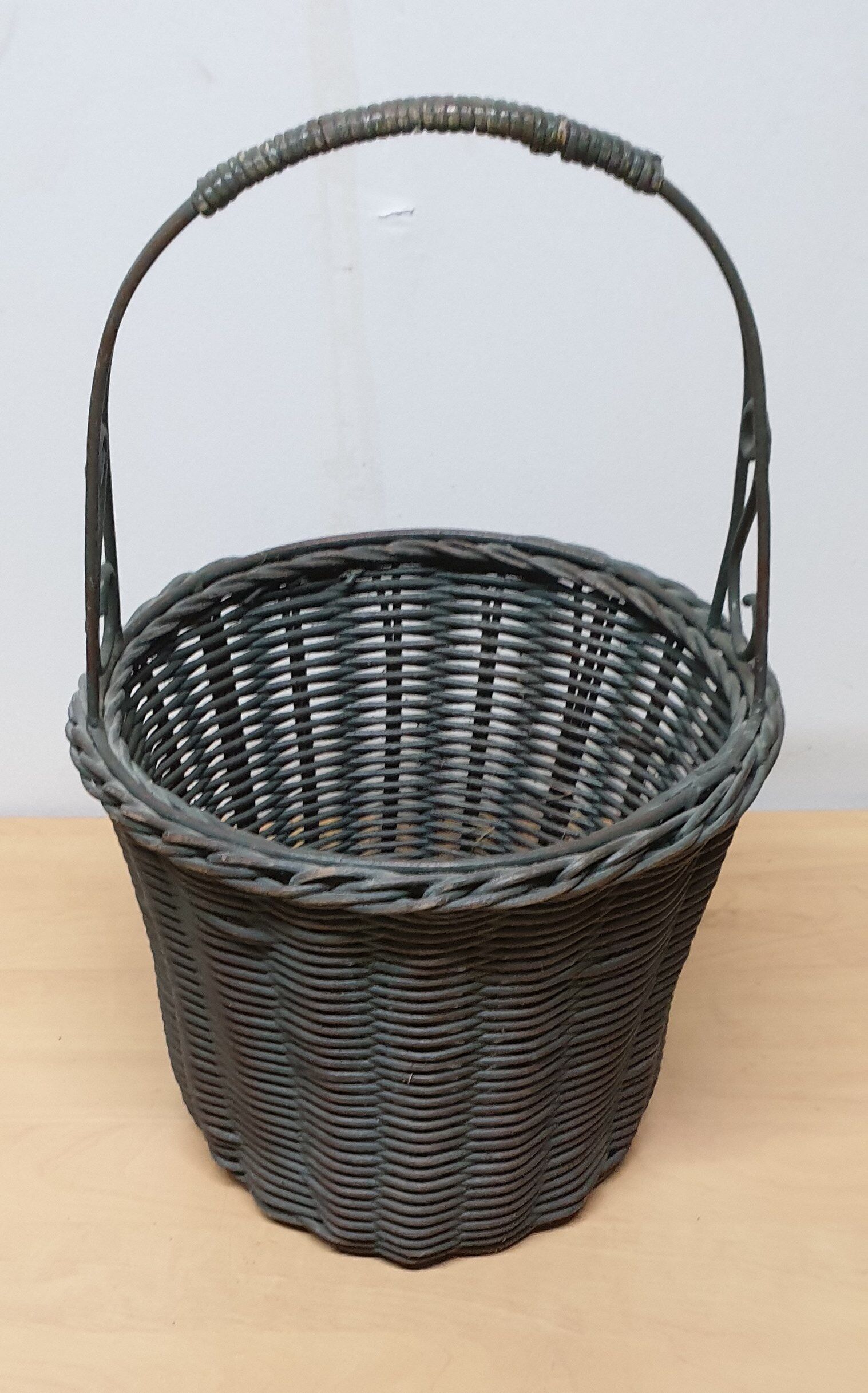 Wicker and metal basket