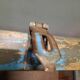 Antique wooden trunk with blue patina