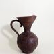Terracotta Pitcher Vase with Enameled Interior and Engraved Wood Effect