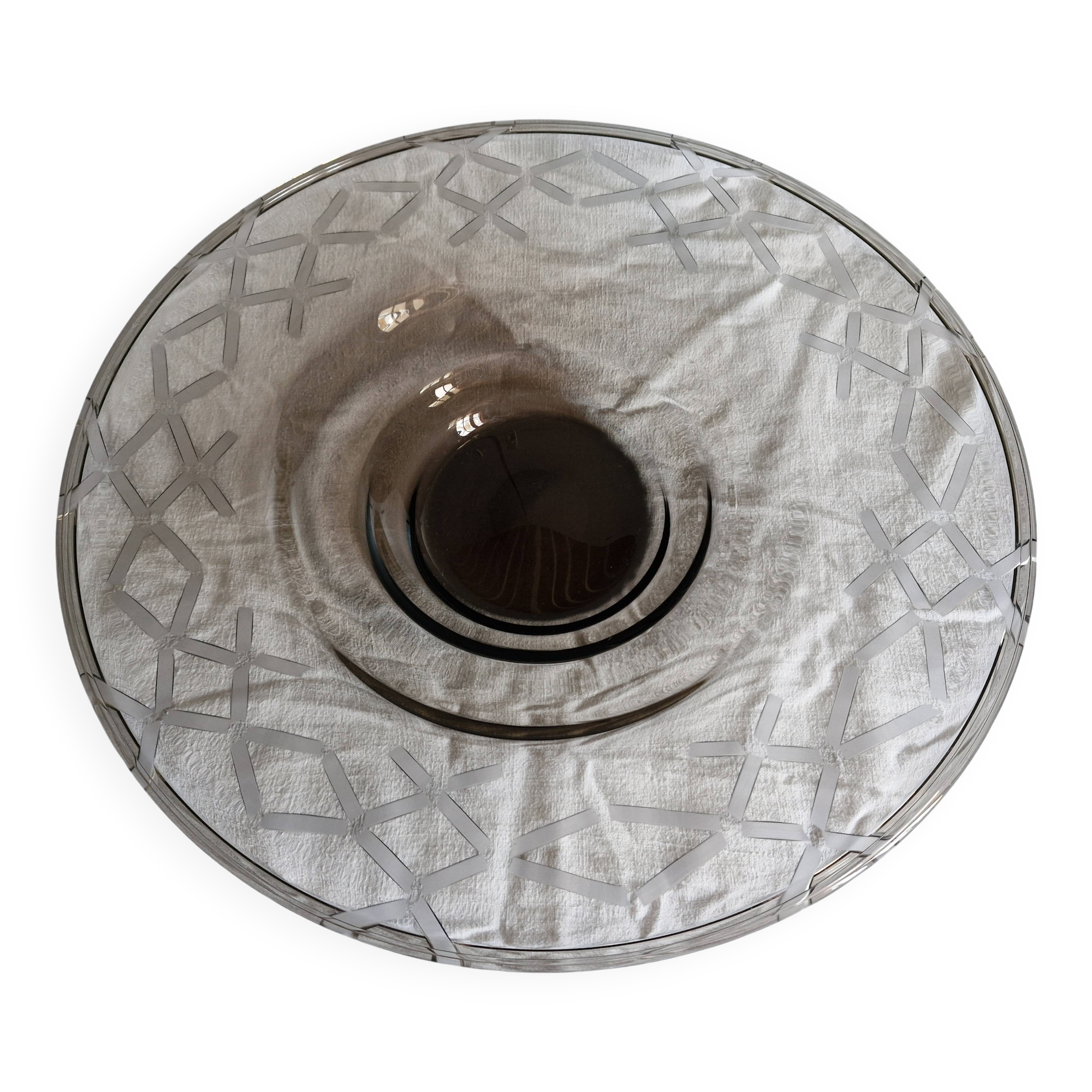 Large bowl/plate/centrepiece smoked glass art-deco