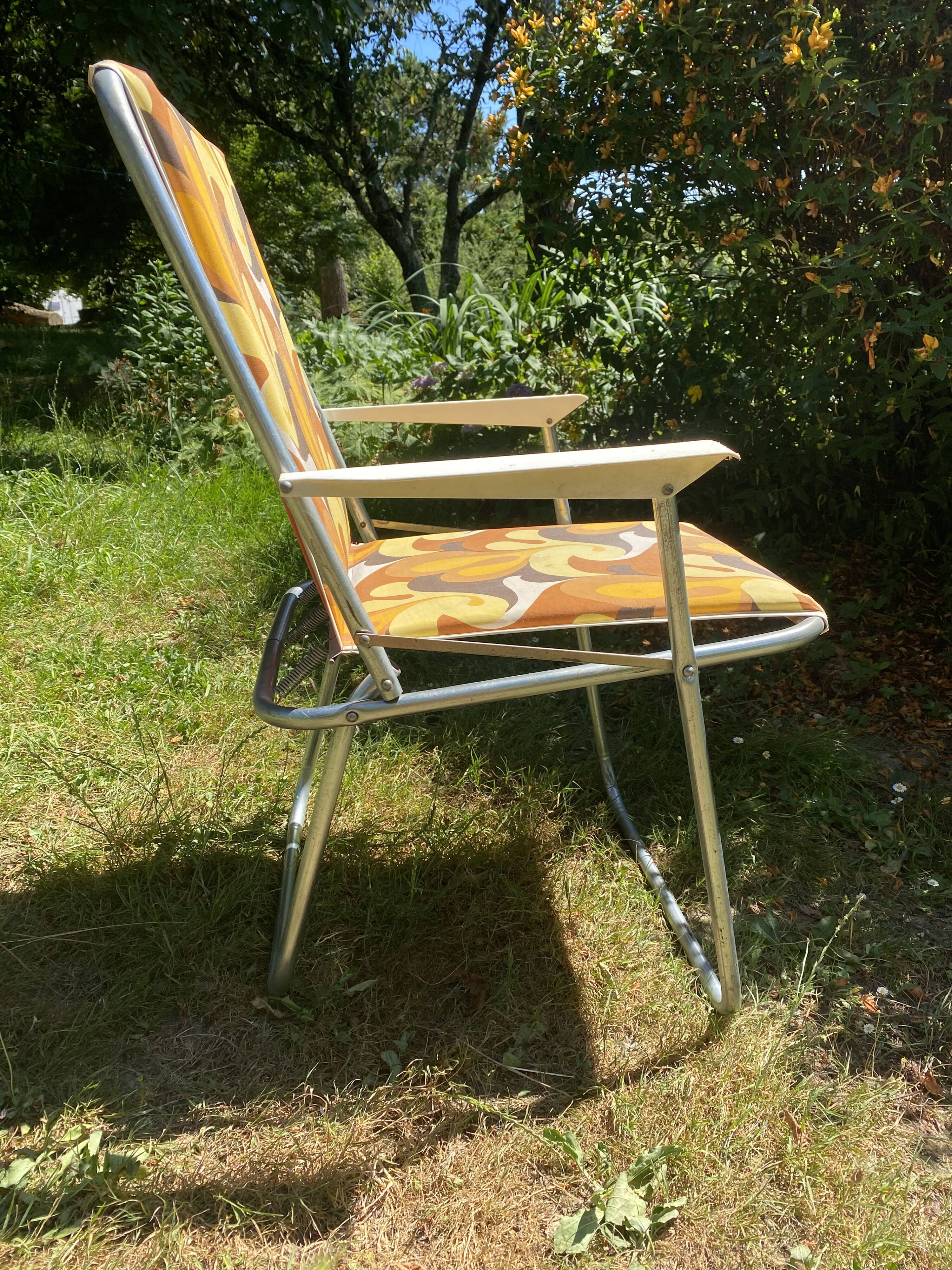 Folding camping chair, 70s garden armchair