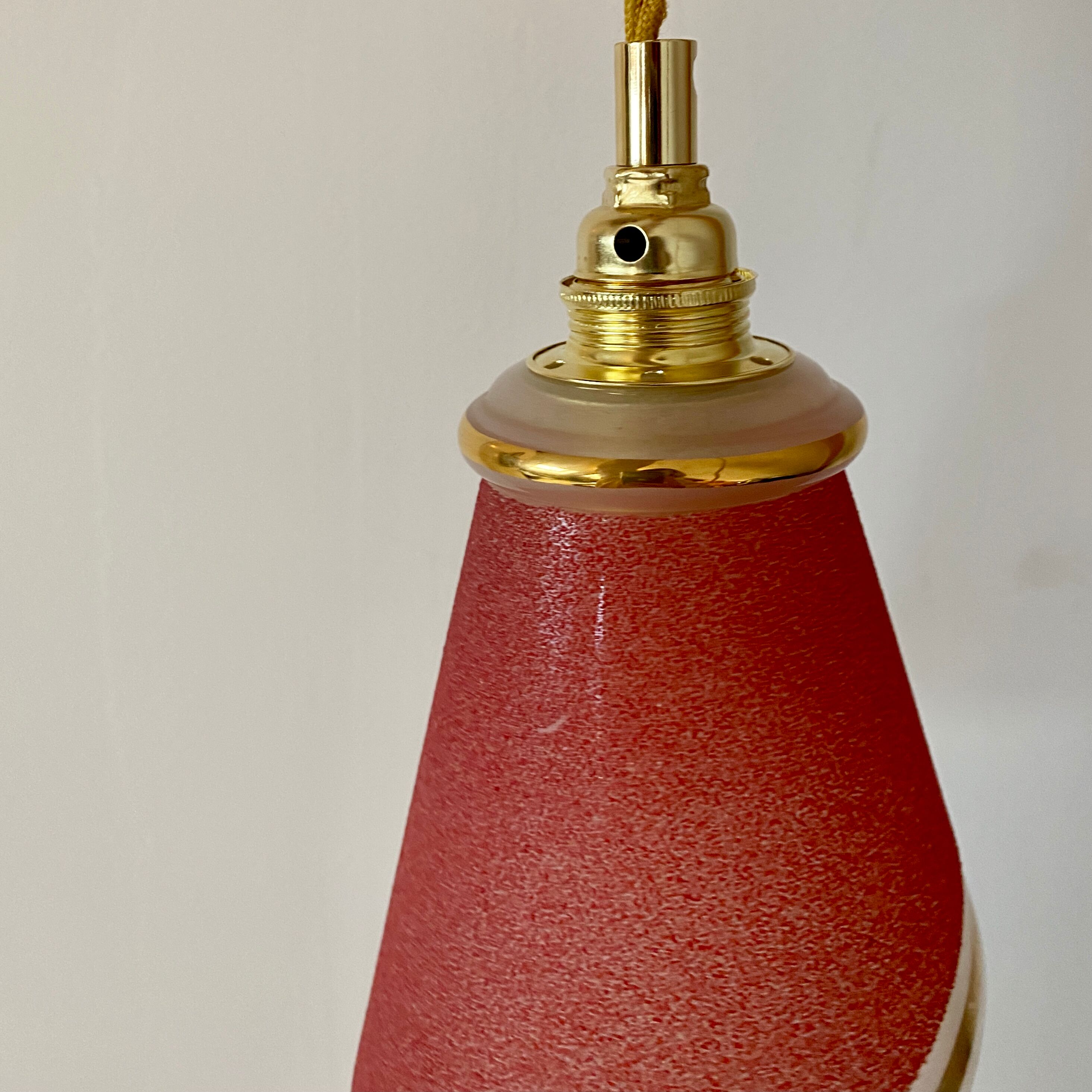 Vintage tulip walker in red sandblasted glass