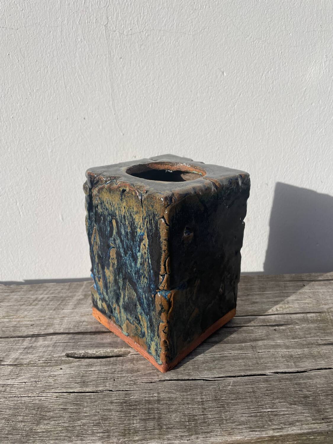 Glazed stoneware potter's vase