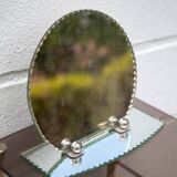 Miroir art déco, miroir à poser, miroir glace, miroir de courtoisie, boudoir, miroir biseauté, 30's