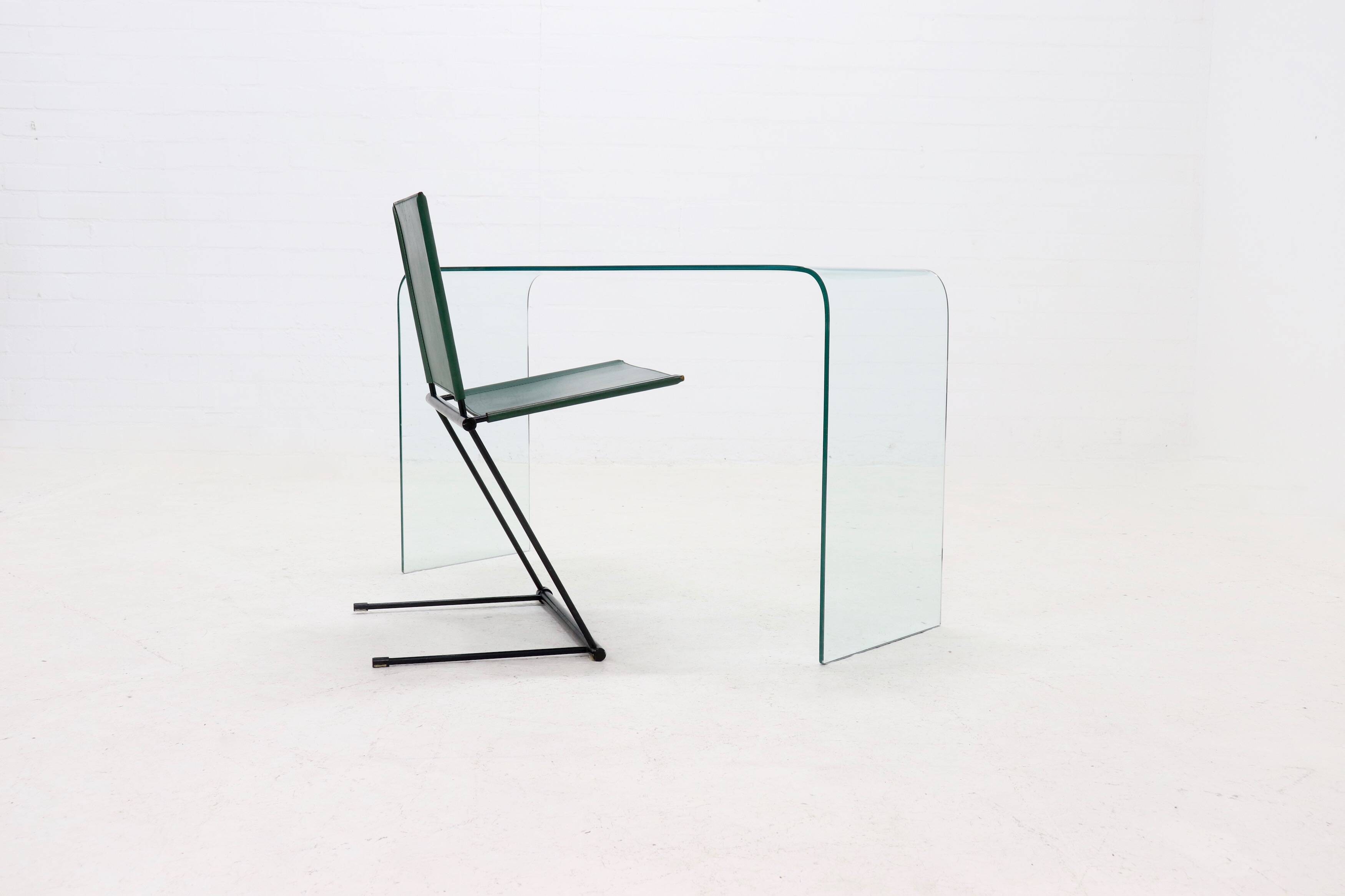 Italian Modern Glass Waterfall Console Table 1980s