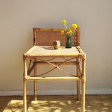Bedside in rattan and caning