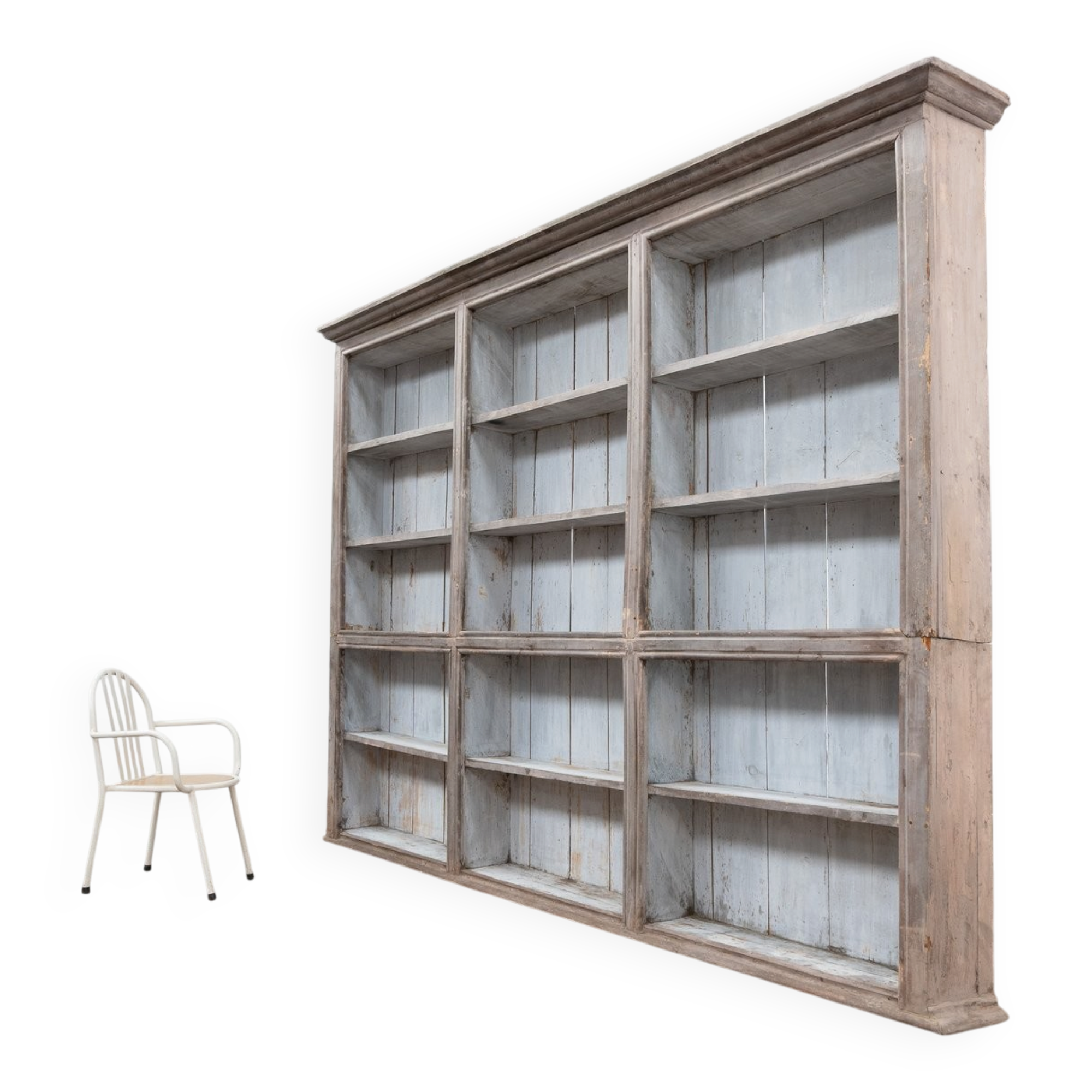 Large Antique French Painted Wooden Bookcase, 1830