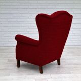 50s, Danish design, refurbished chair, furniture wool, mahogany wood