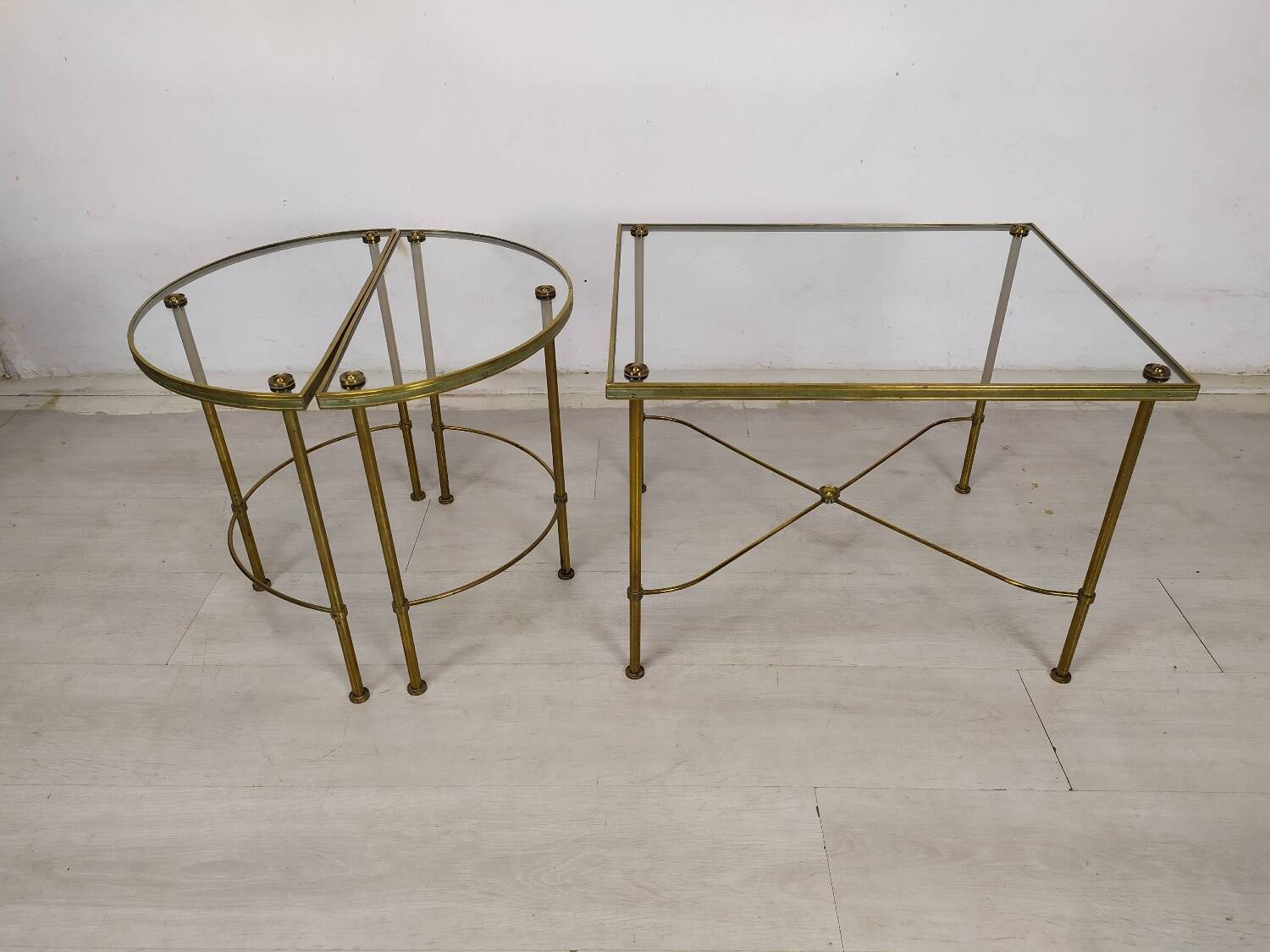 Golden brass coffee tables