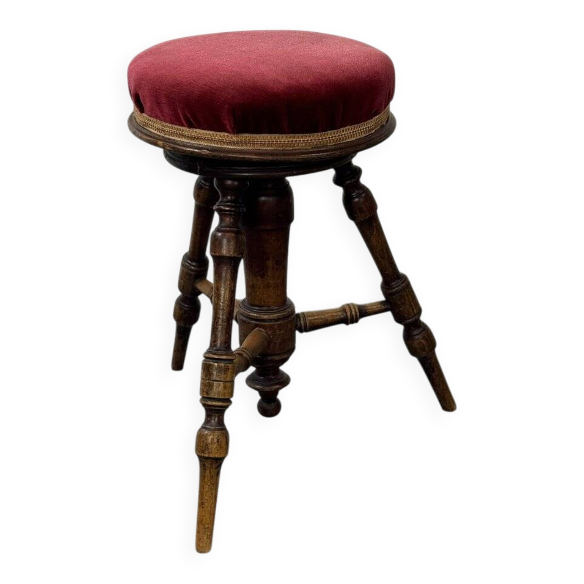 Antique Victorian adjustable stool in walnut, 1900s