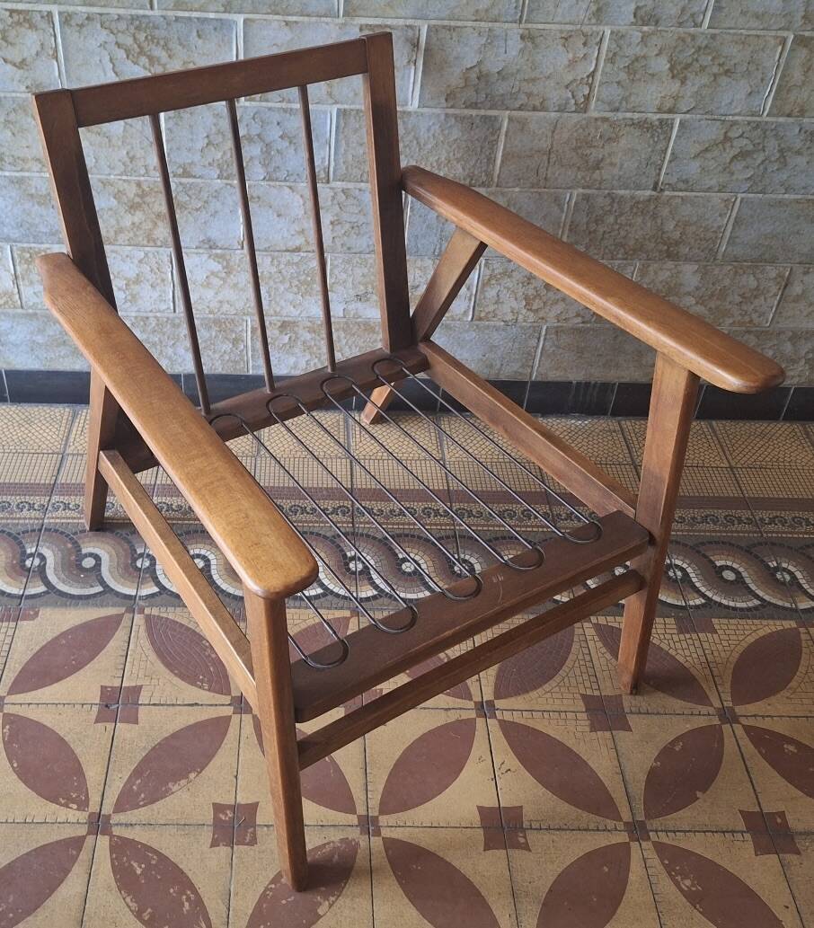 Danish teak lounge chair with sea blue-green fabric, 1960s