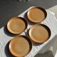 Set of 4 flat dinner plates in stoneware, no brand underneath.