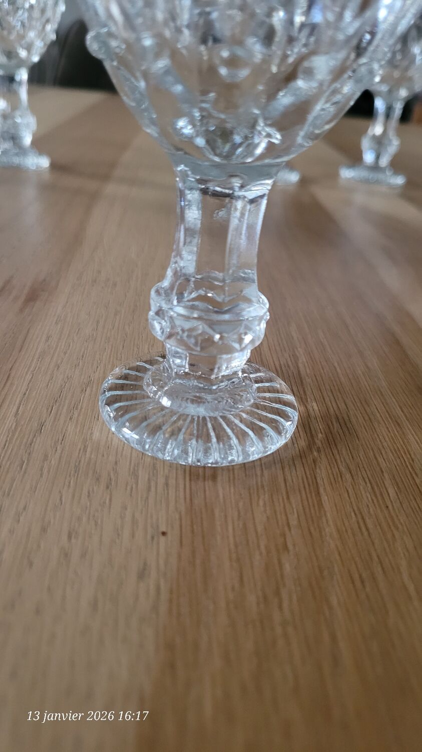 5 thick glass stemmed glasses