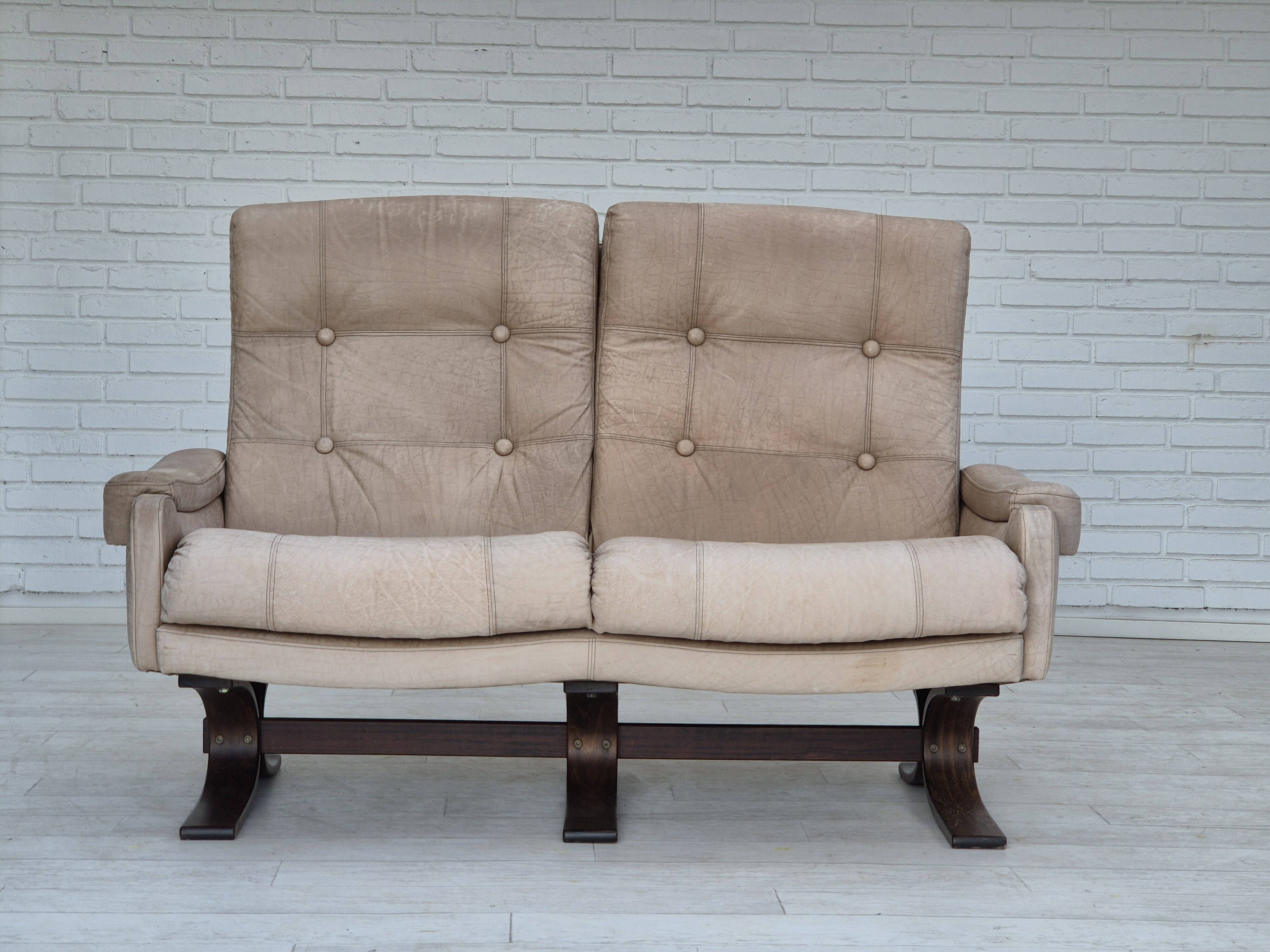 1970s, Scandinavian 2 seater sofa, original very good condition, leather.