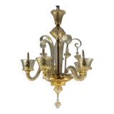 Venetian chandelier in golden murano glass 5 arms of light circa 1930