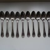 Lot 12 small silver metal spoons Christofle marly model floral decoration
