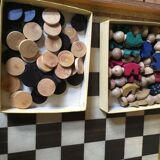 Play case, small horses, goose game, checkers game and chess