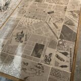Solid wood table with newspaper pattern