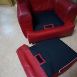 Vintage red leather Lounge Chair by Calia Italia, 1990s