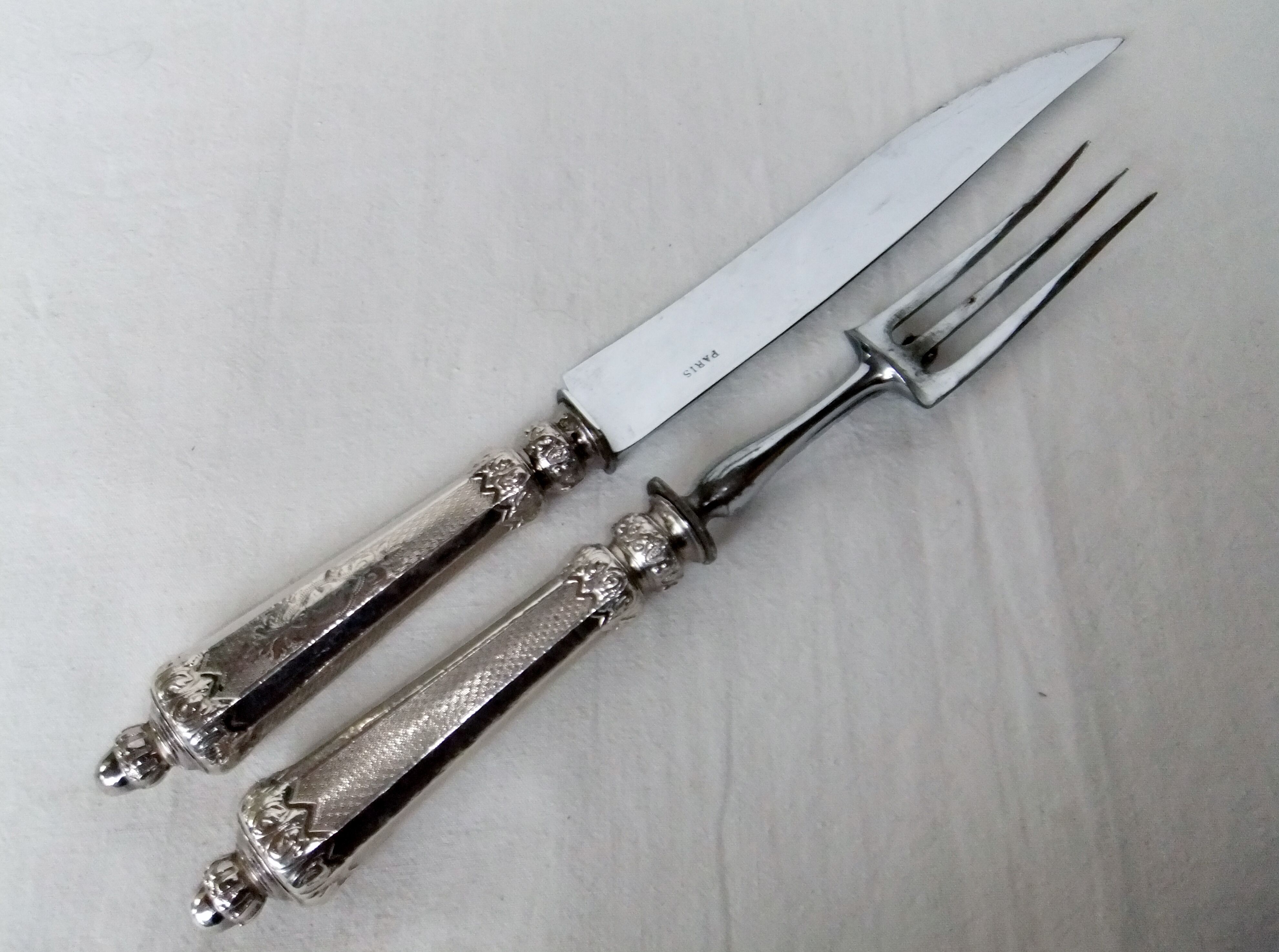 Leg service covered fork solid silver knife